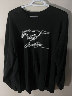 Steve & Barry's Black Long Sleeve Mustang Graphic Tee Shirt
